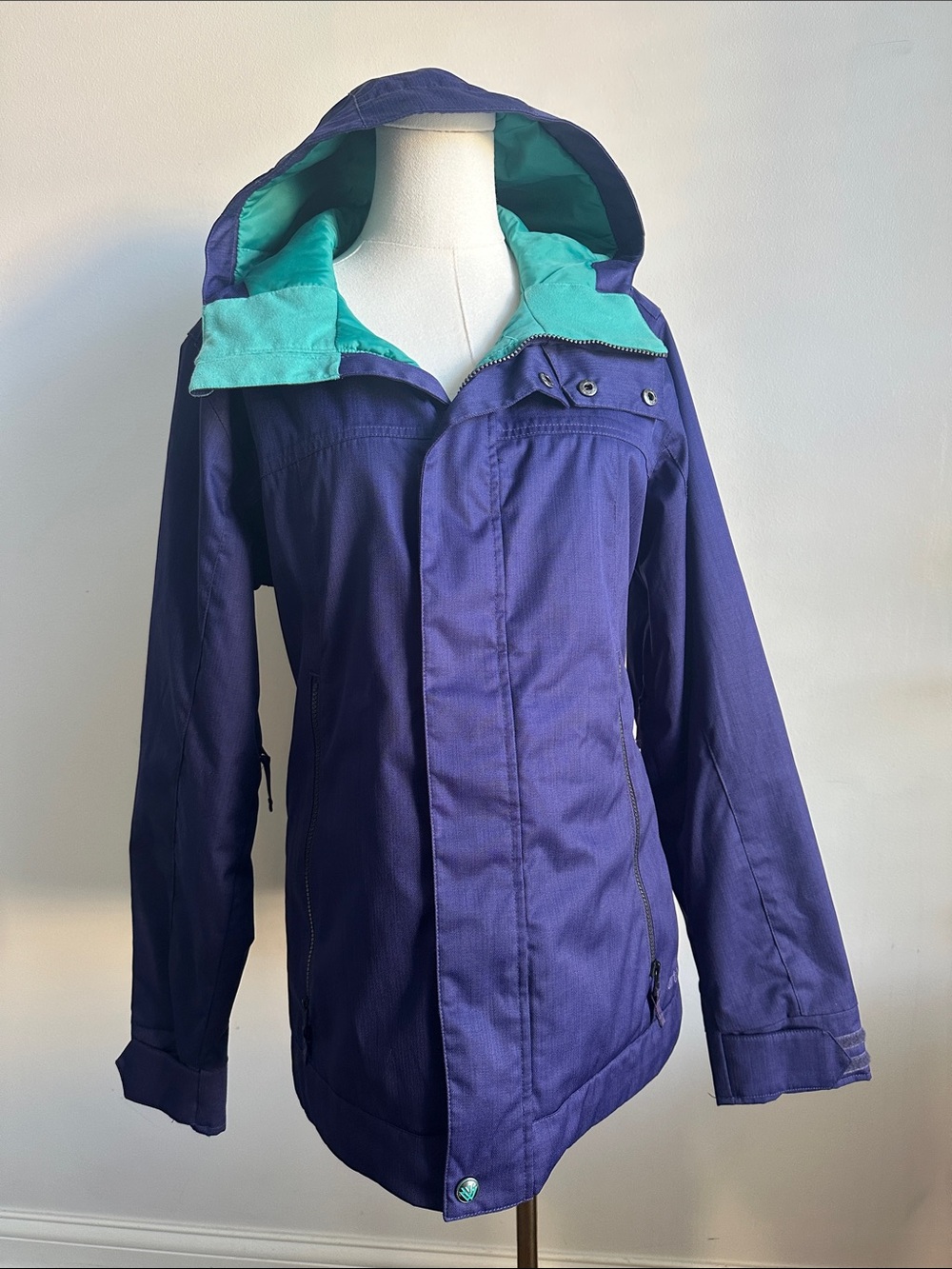 Burton Dryride Softshell Insulated Snowboarding Ski Jacket Purple Teal Hooded M